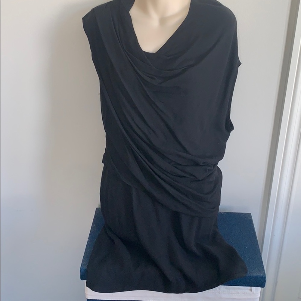 Helmut Lang black asymmetrical shoulder dress